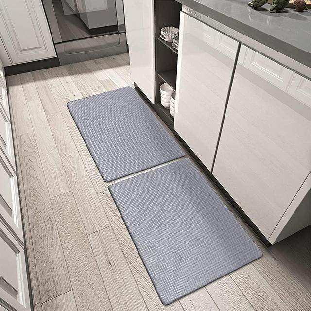 DEXI Kitchen Rugs and Mats Cushioned Anti Fatigue Comfort Mat Non Slip Standing Rug 2 Pieces Set 17"x29"+17"x29",Light Grey