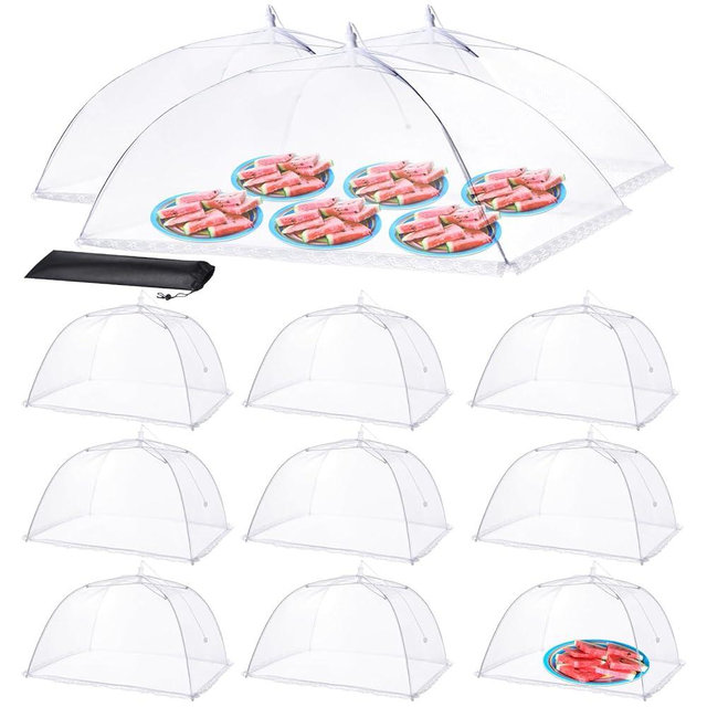 HOMKULA Food Covers for Outside - 3 Extra Large (40 x 25 in) & 9 Large (17 x 17 in) Food Tents/Food Covers for Outdoors Mesh Screen, Picnic Pool Party Supplies, Pop-Up and Collapsible