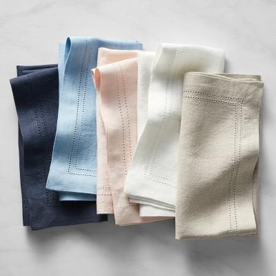 White Linen Double Hemstitch Napkins