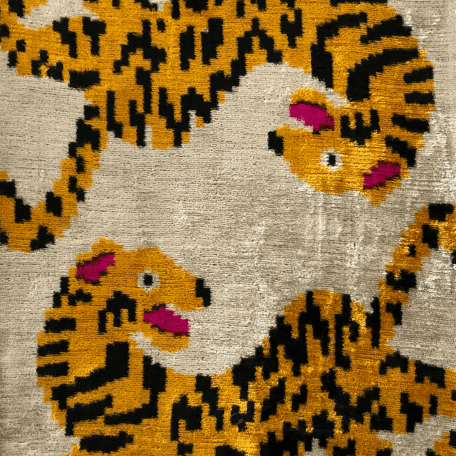 Alara Silk Ikat Pillow - Tiger Cubs
