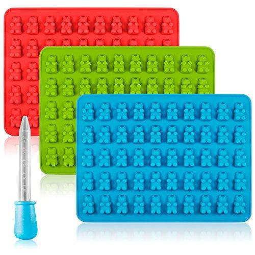 Candy Silicone Molds & Ice Cube Trays, SENHAI 3 Pack Gumdrop Jelly Molds, Chocolate Molds, Gummy Bear Candy Molds - Bear