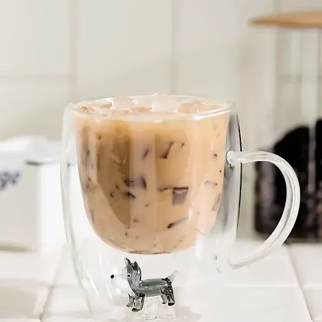 Double-Wall Glass Dog Mug