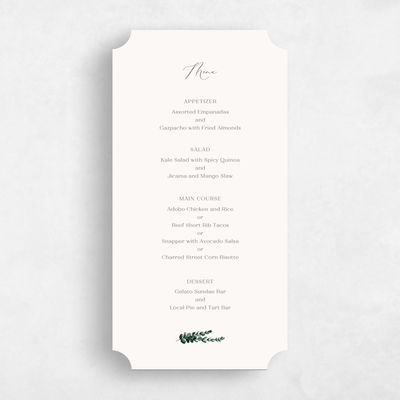 Beige Ticket Wedding Menu - Stanley