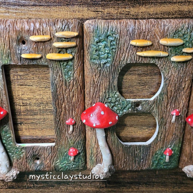 Handmade Glow-in-the-Dark Mushroom Outlet Cover