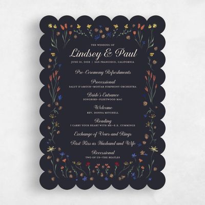 Black Scalloped Wedding Program - Harebell