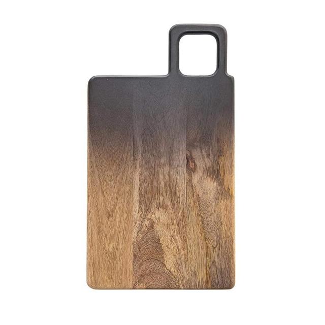 Bloomingville Mango Wood Cheese Handle, Black & Natural Ombre Cutting Board, 18" x 10"