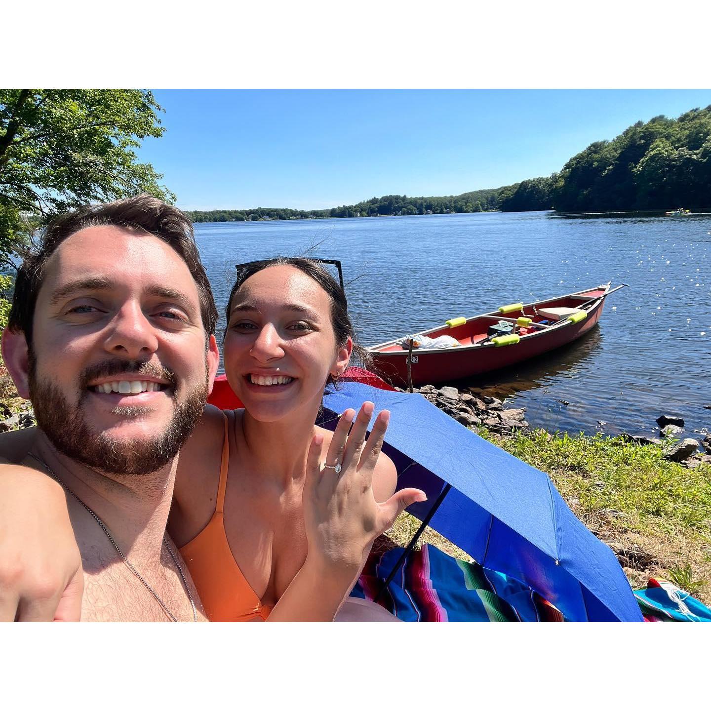 The day she said "Yes!" at Bolton Pond- our favorite place to go together!