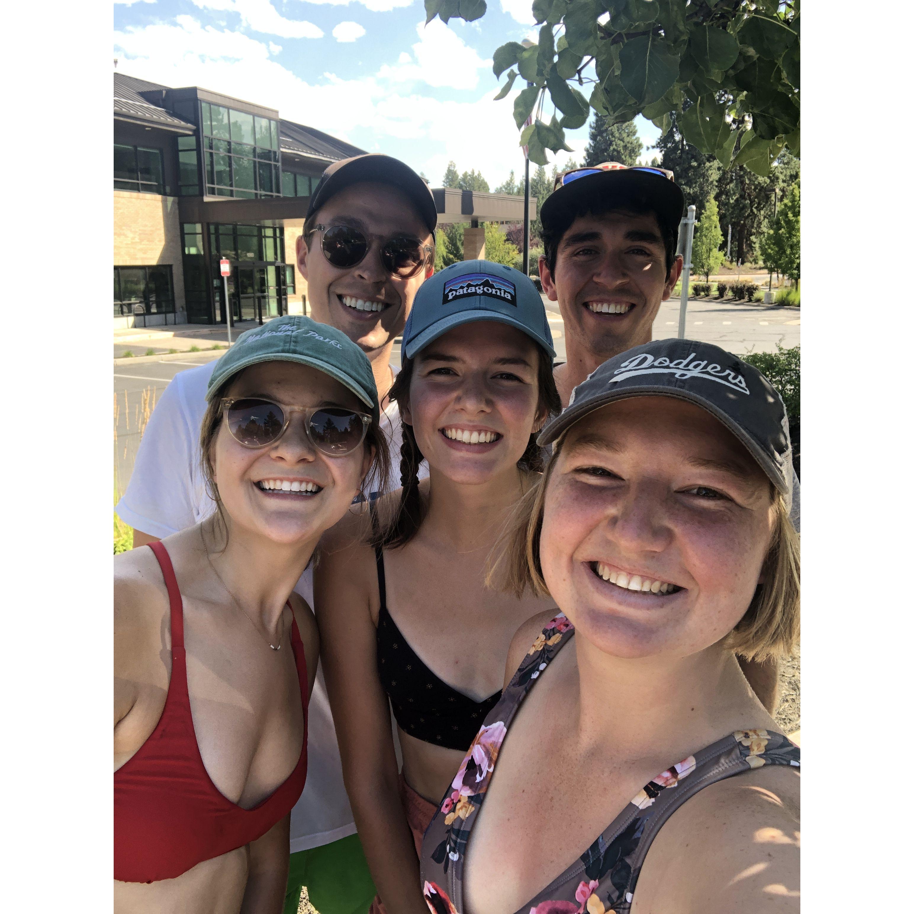 floating the river in Bend with friends in 2020