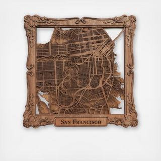 San Francisco Map Mahogany