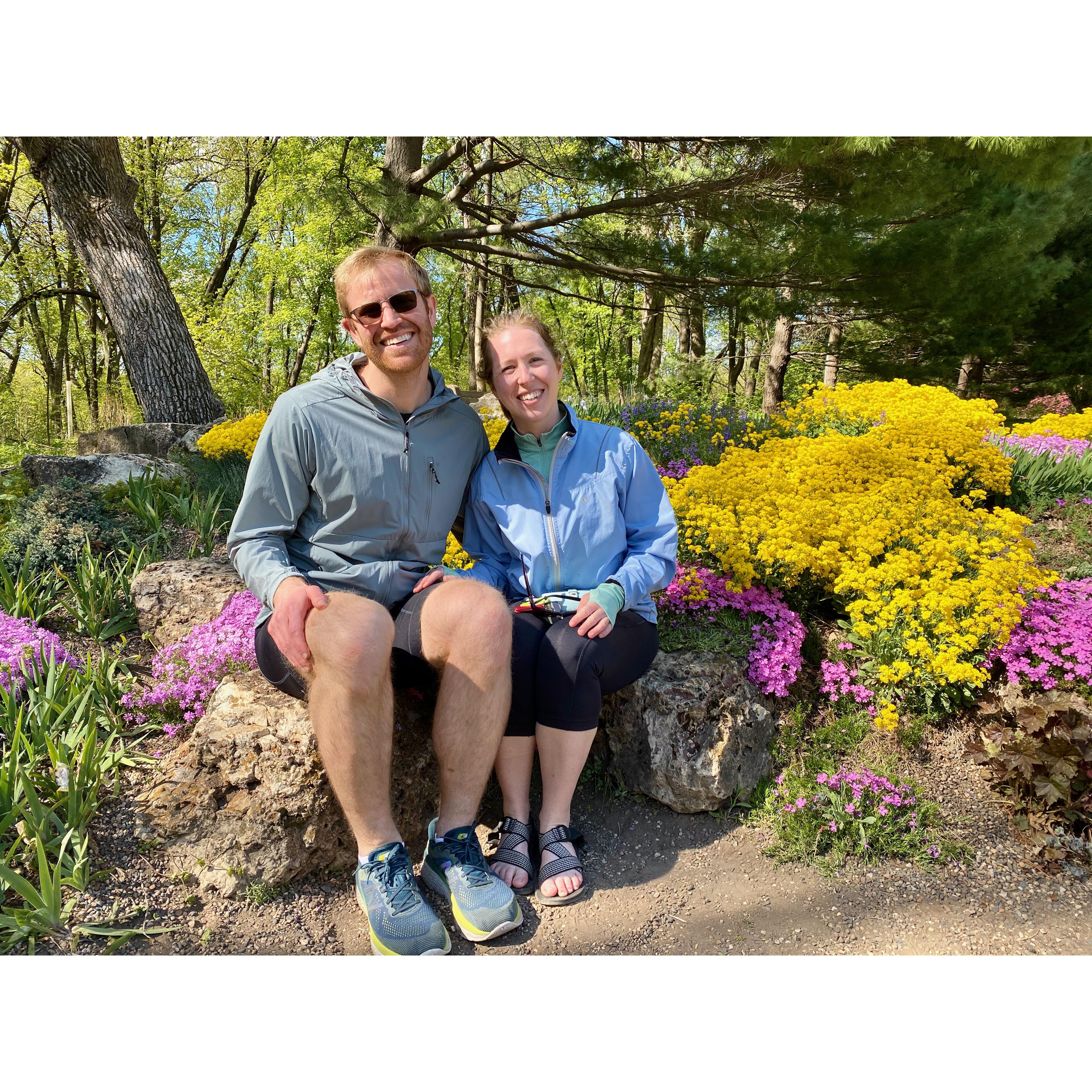 Photos in the Lake Harriet Peace Garden on a bike ride break.