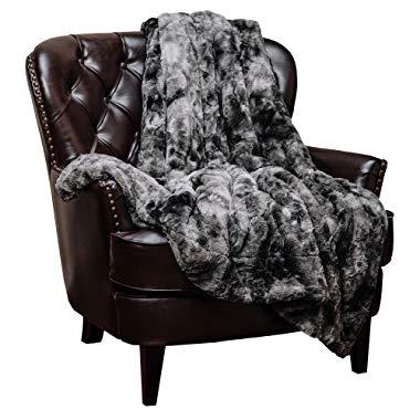 Chanasya Fuzzy Faux Fur Throw Blanket - Soft Light Weight Blanket for Bed Couch and Living Room Suitable for Fall Winter and Spring (50x65 Inches) Gray