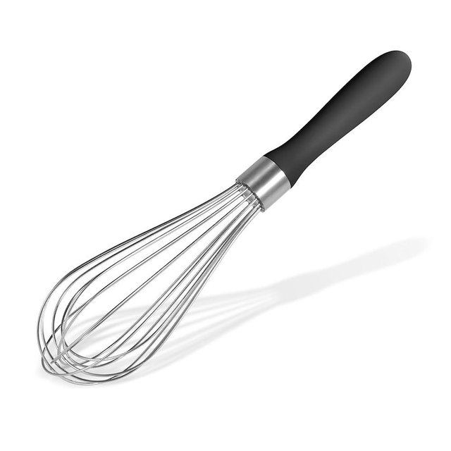 18/8 Stainless Steel Balloon Whisk, Doosu Kitchen Whisk for Cooking Handheld Egg Beater with Rust-Proof Sturdy Wires & Non-Slip Silicone Handle for Beating, Stirring, Blending (8 Wires, Black)