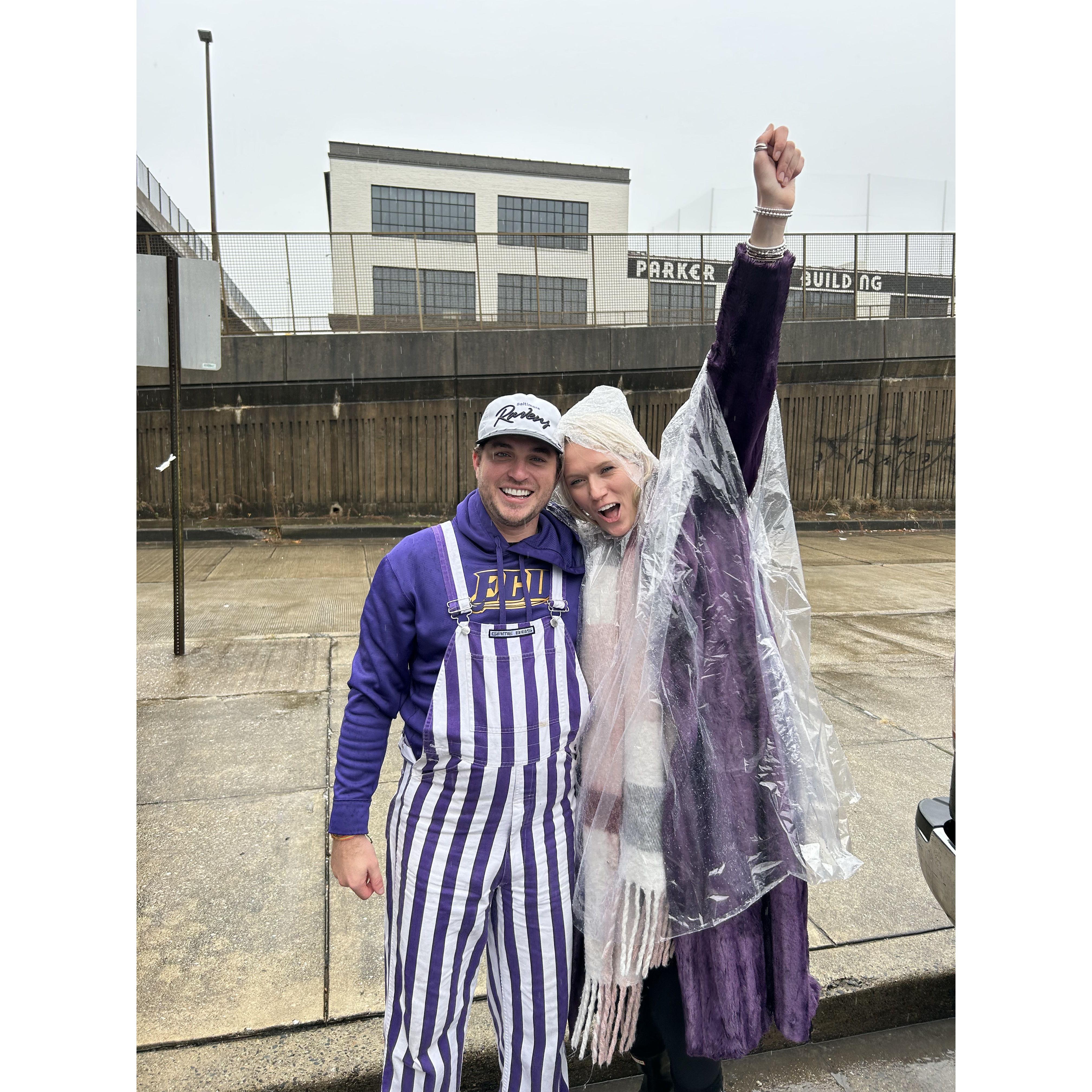 A wet, rainy Ravens game for Conner's birthday!
