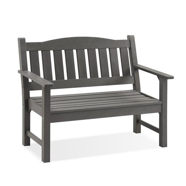 EFURDEN Outdoor Bench, 2-Person Garden Bench Made of Poly Lumber, Patio Bench Suitable for All Weather, Dark Charcoal
