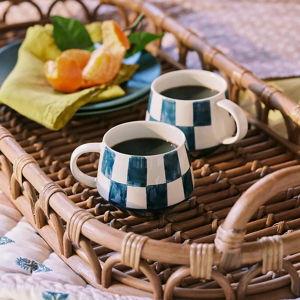 Handwoven Rattan Basket Handle Tray