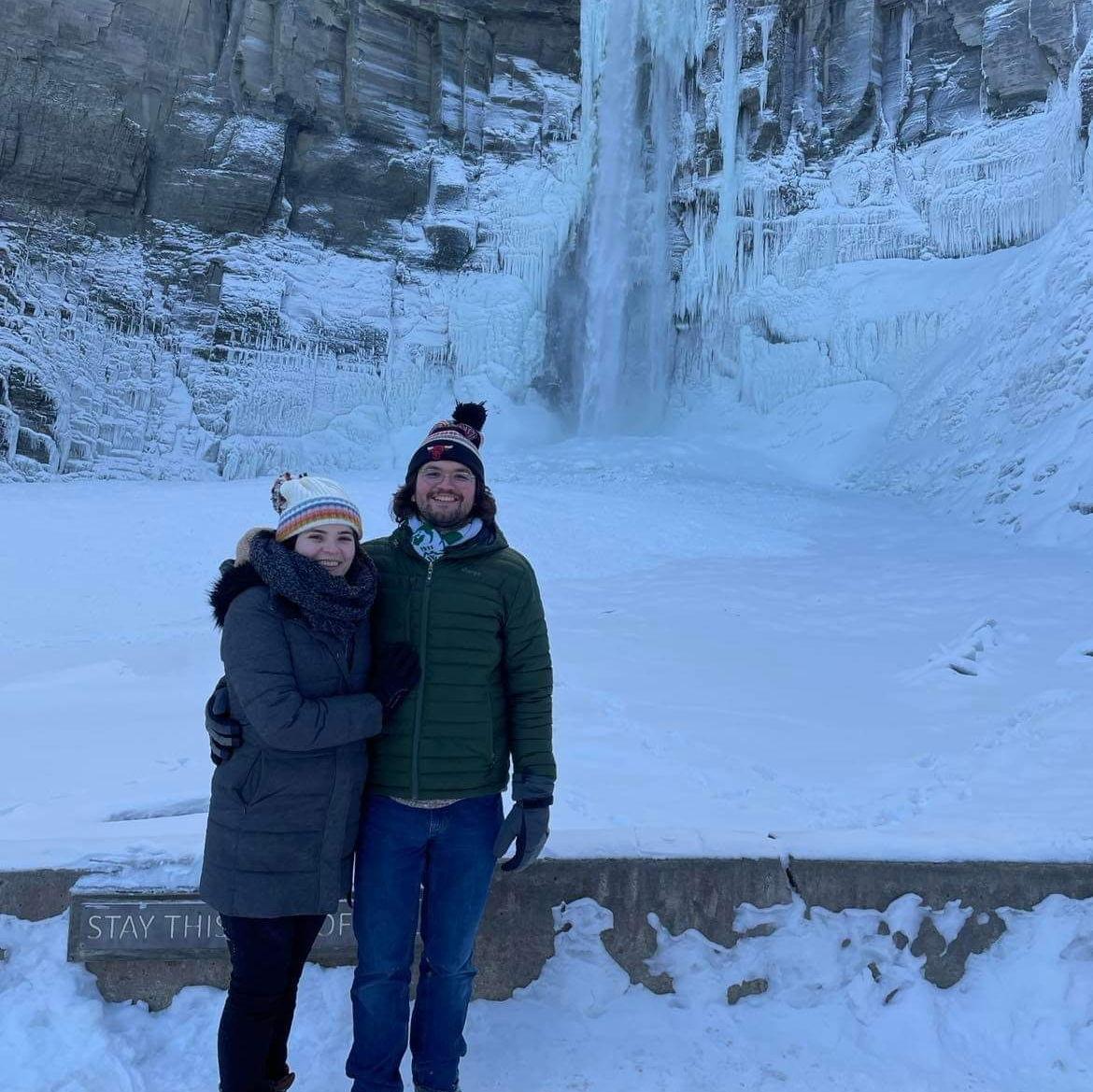 Trip to Ithaca, NY on the coldest day of the year to see frozen waterfalls! We had been dating for about one month.
