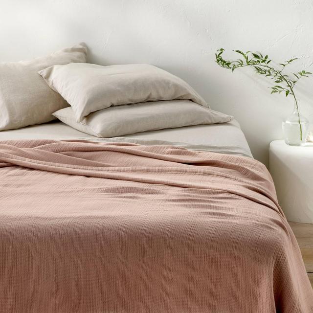 Full/Queen Rayon from Bamboo Matelasse Blanket Light Adobe Clay - Casaluna™