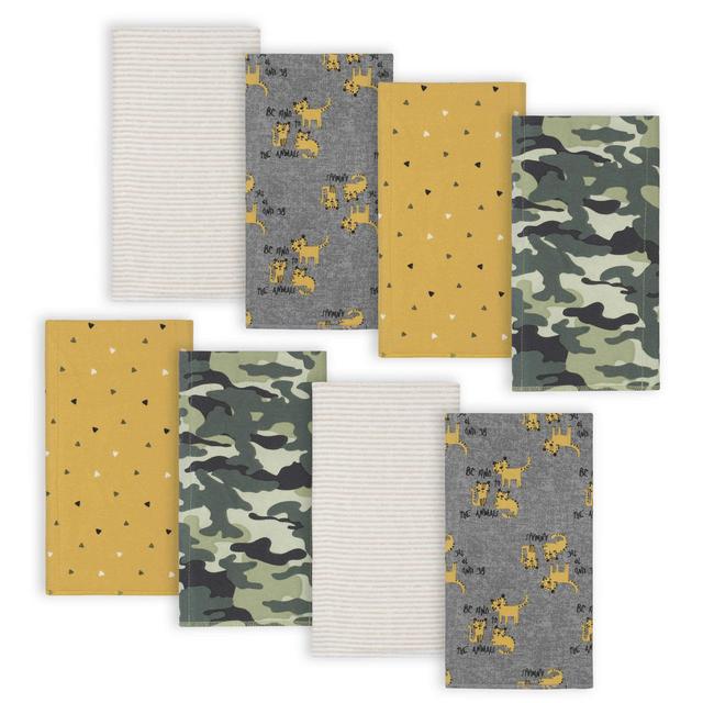 Gerber® 8-Pack Baby Boys Tiger Flannel Burp Cloths