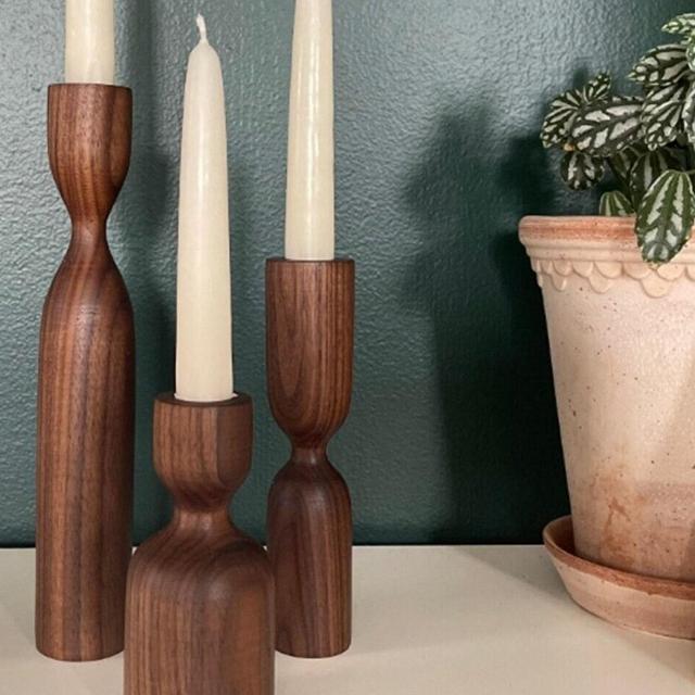 Wooden Scandinavian Candlestick Holders Set of 3, Minimalist Scandinavian Style, Mother Day Gift, Handmade Holder Gift, Homemade Table Decor