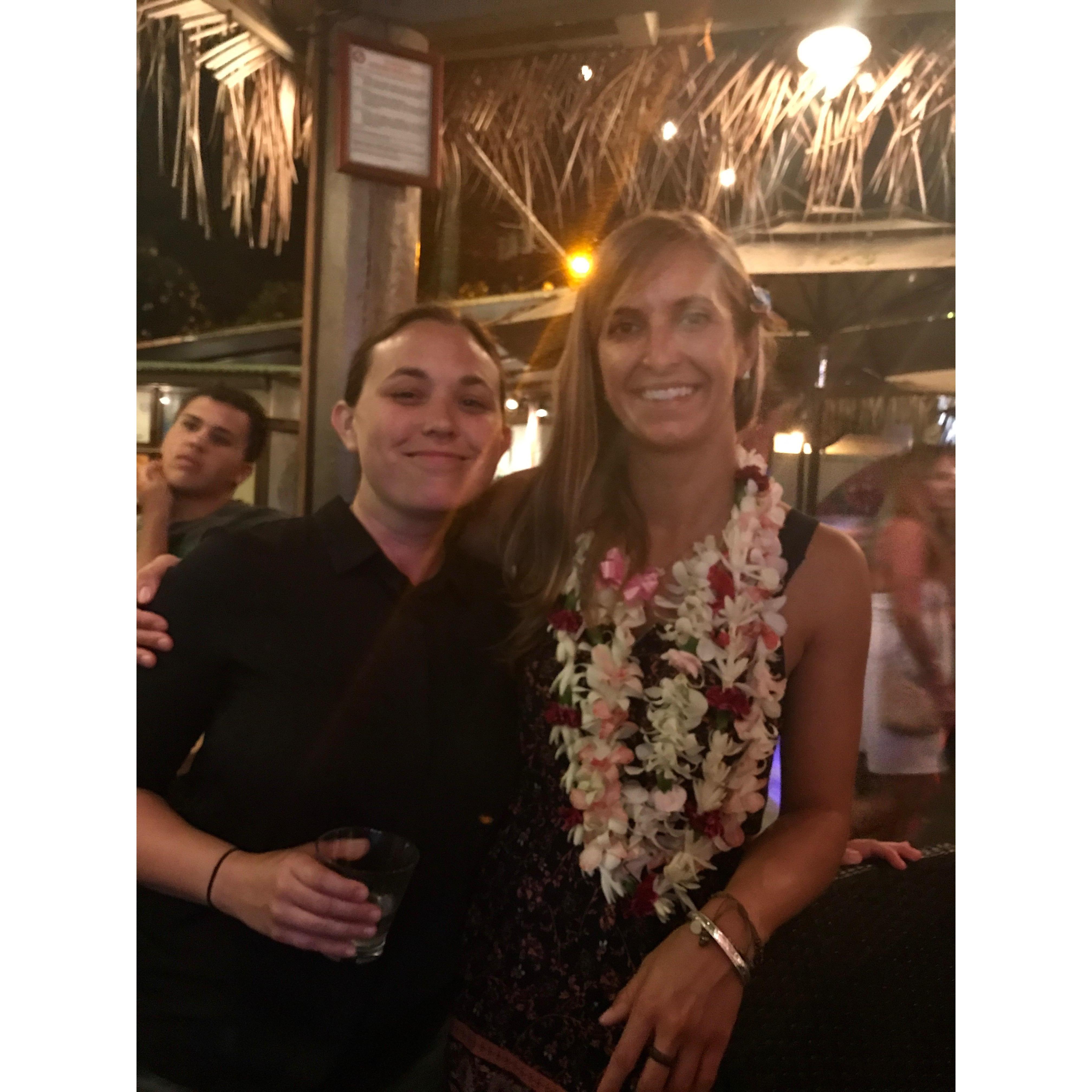 Celebrating with bridesmaid Sara