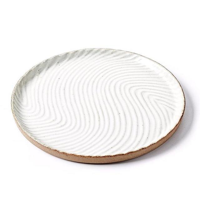 Vanity Tray with Brown Trim, Candle Tray, Bathroom Tray, Countertop Tray, Perfume Holder Organizer, Decorative Tray for Dresser, Table, Bathroom Countertop, Home décor, Round, White, 8"×8"