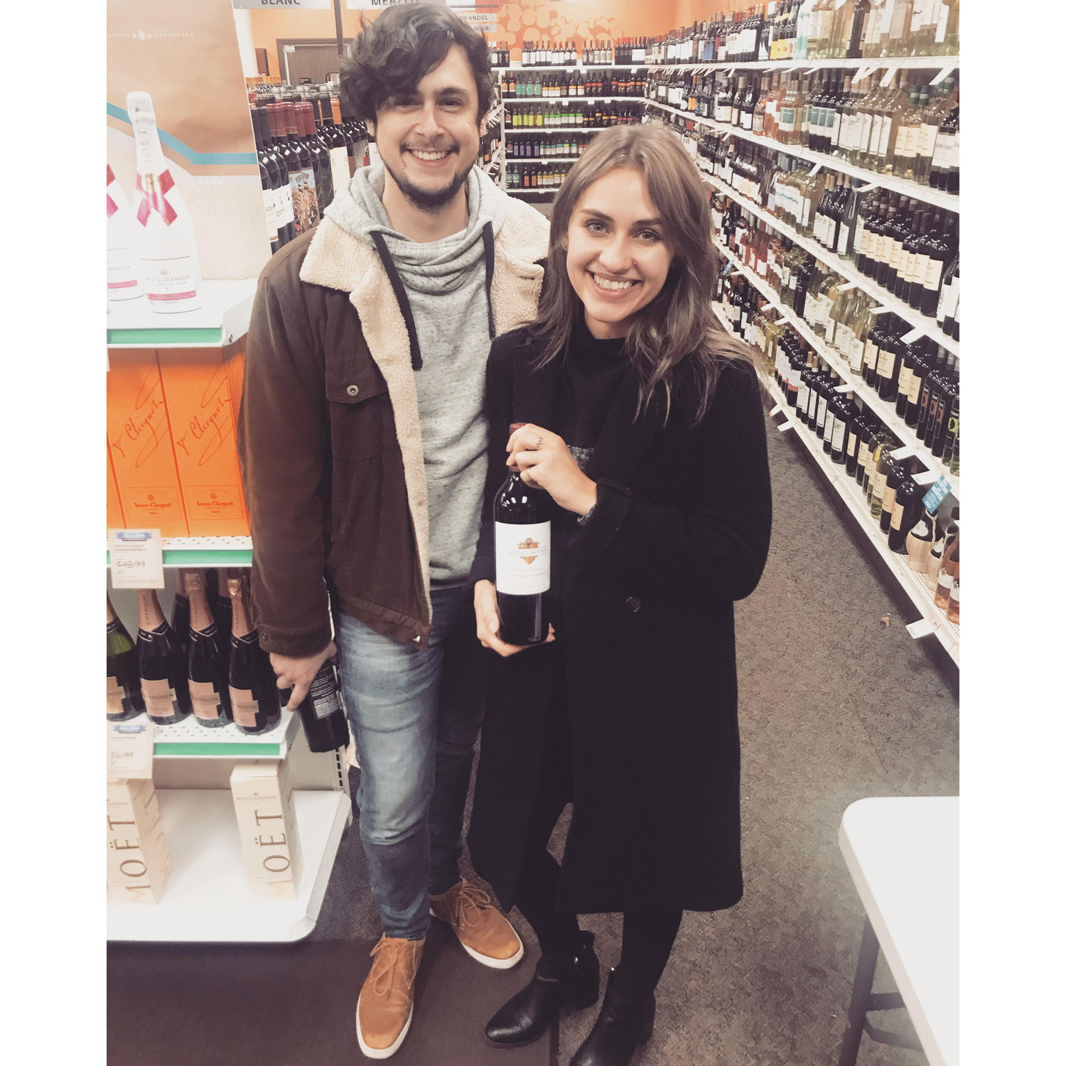Our first photo together, Pittsburgh 2019 - taken by an overzealous wine rep with the best intentions