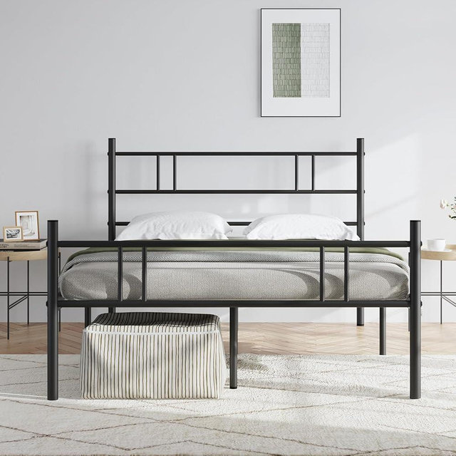 Novilla Queen Bed Frame Simplicity Style with Headboard and Footboard, 14" High Metal Platform Bed Frame for Bedroom, Guest Room, Heavy Duty Metal Slats Support, No Box Spring Needed, Easy Assembly