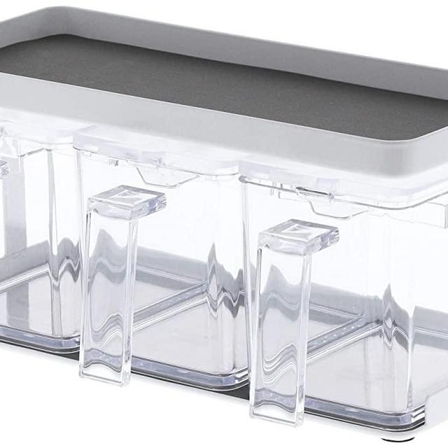 YAMAZAKI home Tower Pantry Canisters with Rack (3 Containers) WH Space saving, One Size, White
