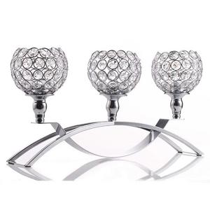 Identical International Co.,Ltd - VINCIGANT Home Decoration Silver Crystal Candle Holders 3 Arms Candelabra Wedding Dining Coffee Table Decorative Centerpiece,Anniversary Celebration Gifts