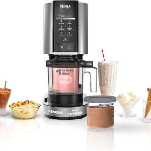 Ninja CREAMi Ice Cream Maker, for Gelato, Mix-ins, Milkshakes, Sorbet, Smoothie Bowls & More, 7 One-Touch Programs, with (2) Pint Containers & Lids, Compact Size, Perfect for Kids, Silver