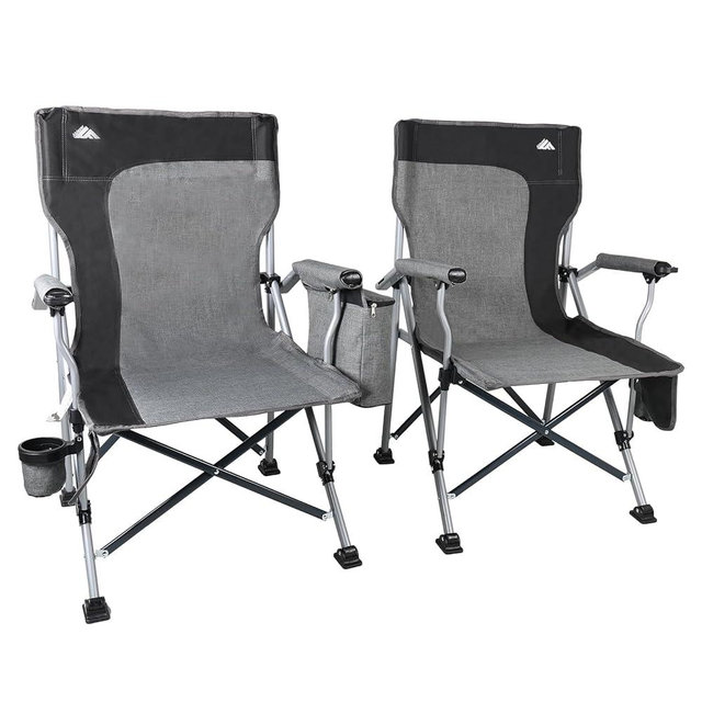 Ablazer 2-Pack Camping Chairs for Adults, Support 350LBS Lawn Chairs with Cup Holder & Cooler Bag, Folding Chairs for Outdoor, Fishing, RV Trip