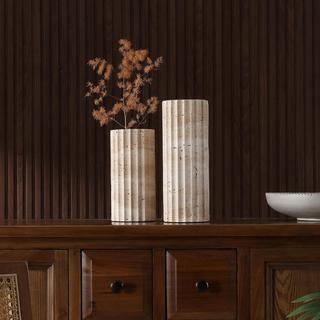 Teroi 2-Piece Travertine Vase Set