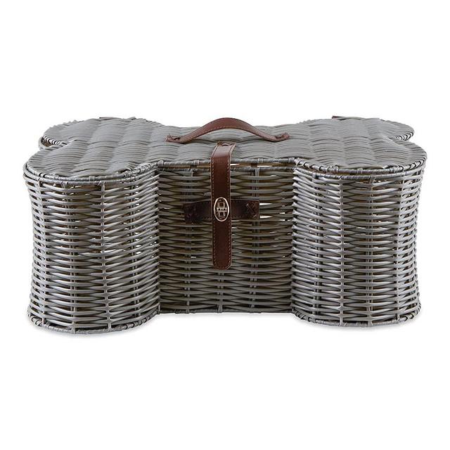 Bone Dry Pet Storage Collection Toy Basket, Large, 24x15x9", Gray Plastic Wicker
