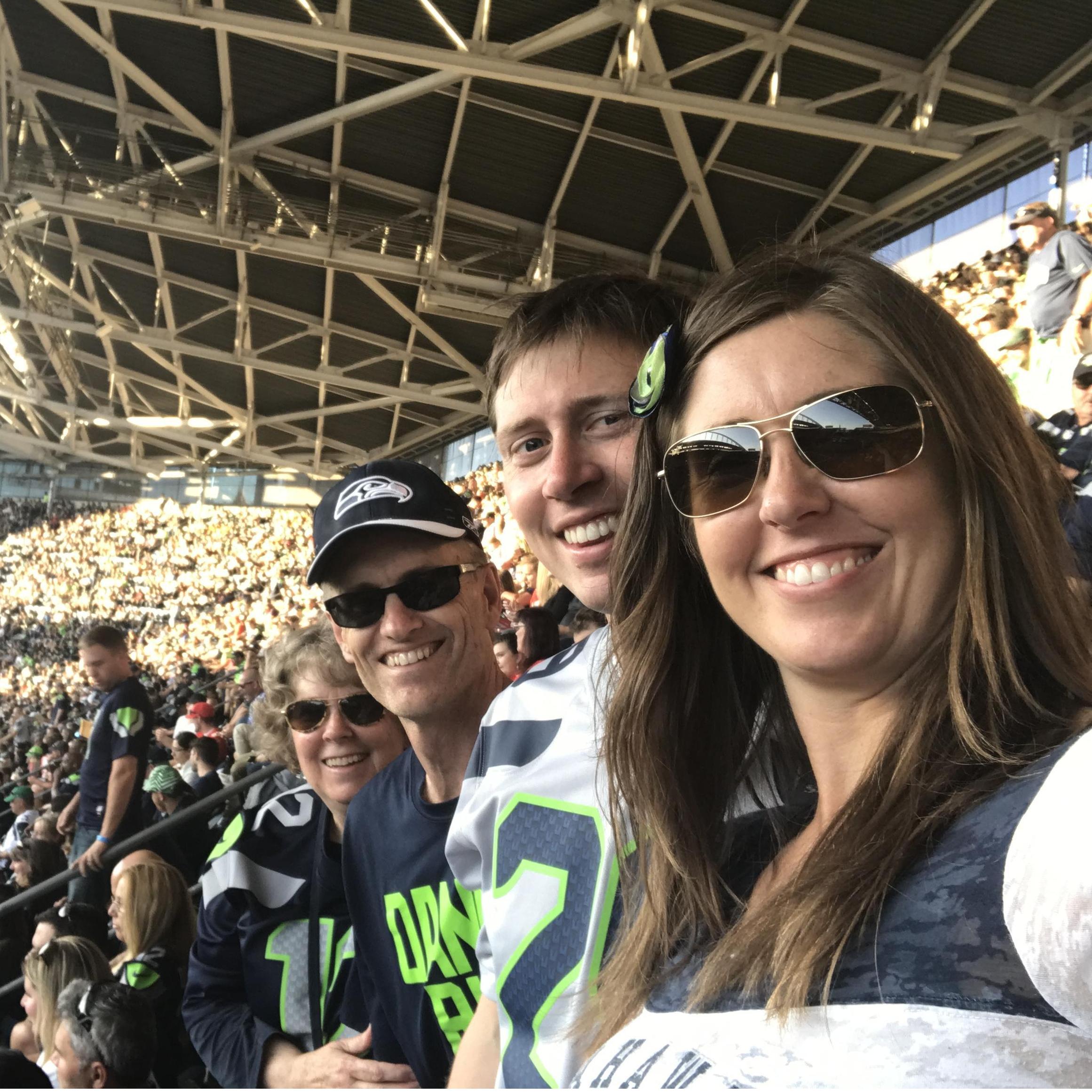 Go Seahawks! Dan and I share a love of football with our families and friends.