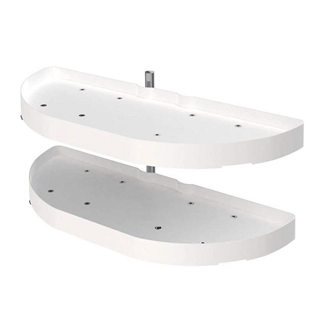 Rev-A-Shelf 6882-31-11-570 31-Inch Polymer Half Moon 2-Tier Lazy Susan Blind Corner Kitchen Cabinet Storage Organizer w/Pivot & Slide Hardware, White