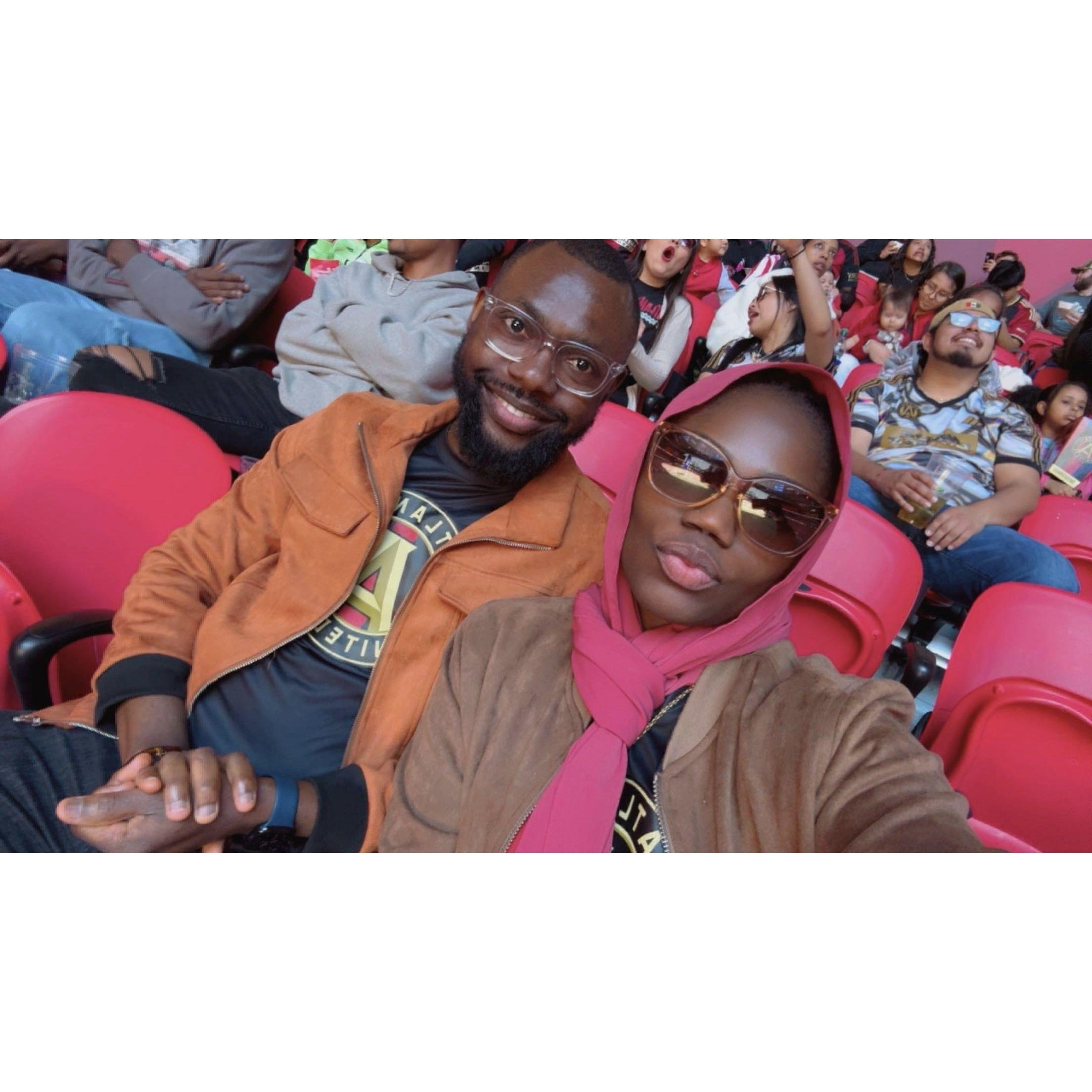Game day vibes with my favorite teammate! Nothing beats the energy of an Atlanta United match—especially when we’re repping our jerseys side by side. #UniteAndConquer