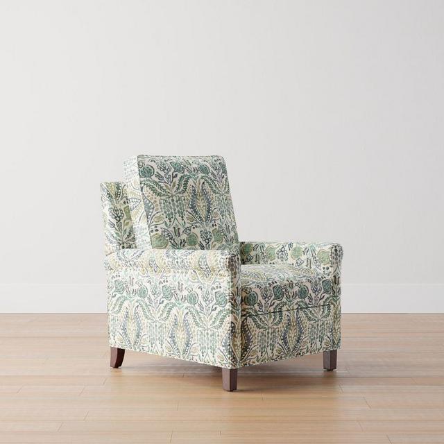 Tyler Roll Arm UPH Tall Recliner with Nailheads, PLY CSHNs, Vintage Blythe Print Green Multi