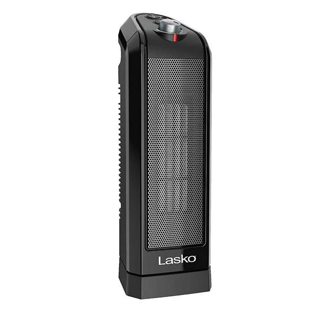 Lasko CT16450 Small Portable 1500W Oscillating Electric Ceramic Space Heater with Manual Thermostat and Overheat Safety Protection for Indoor Home Use, Black