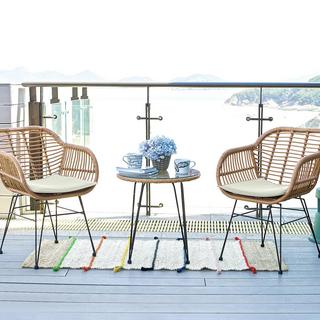 Antibes Steel Rattan 3-Piece Patio Conversation Set