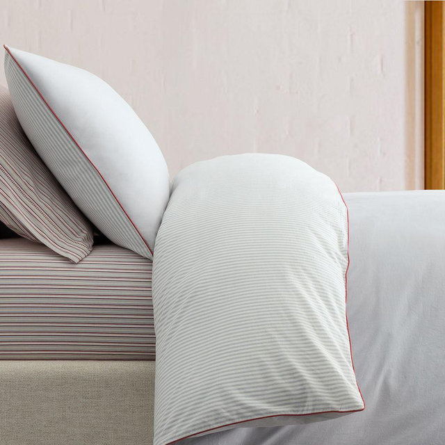 Emma Chamberlain Reversible Solid Stripe Duvet, King/Cal. King, Blue