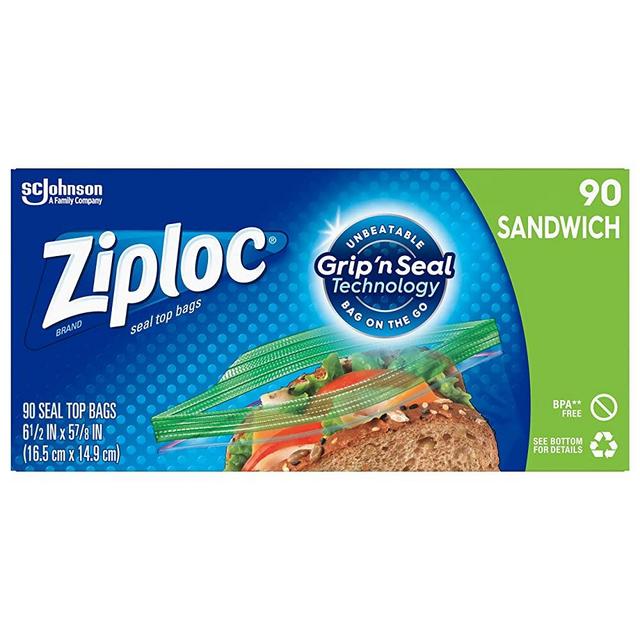 Ziploc Sandwich Bags, Easy Open Tabs, 90 Count