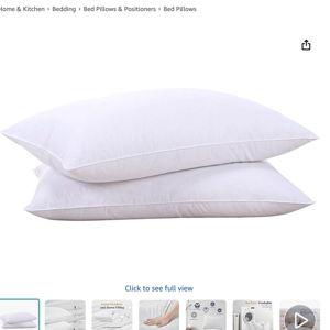 puredown® Goose Feathers and Down White Pillows with 100% Cotton Cover, Bed Sleeping Hotel Collection Pillows Set of 2, Standard Size
