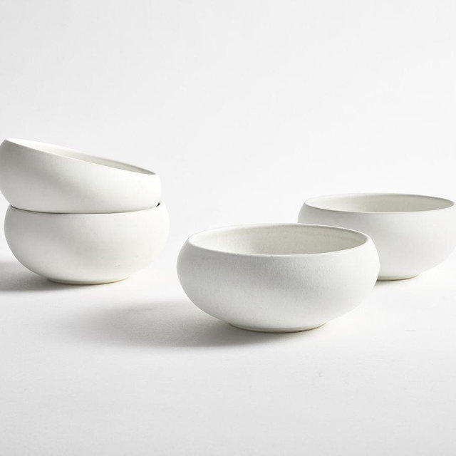 Larkin Stoneware Soup Bowls, Set of 4 - Shell White