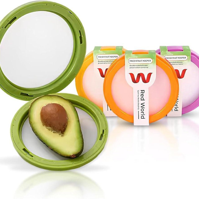 Avocado Saver and Onion Storage - Avocado Keeper Tomato Saver 4-Piece Set Silicone Food Storage Containers & Lemon Garlic Potatoes Saver - Reusable Fruit and Vegetable Storage Containers for Fridge