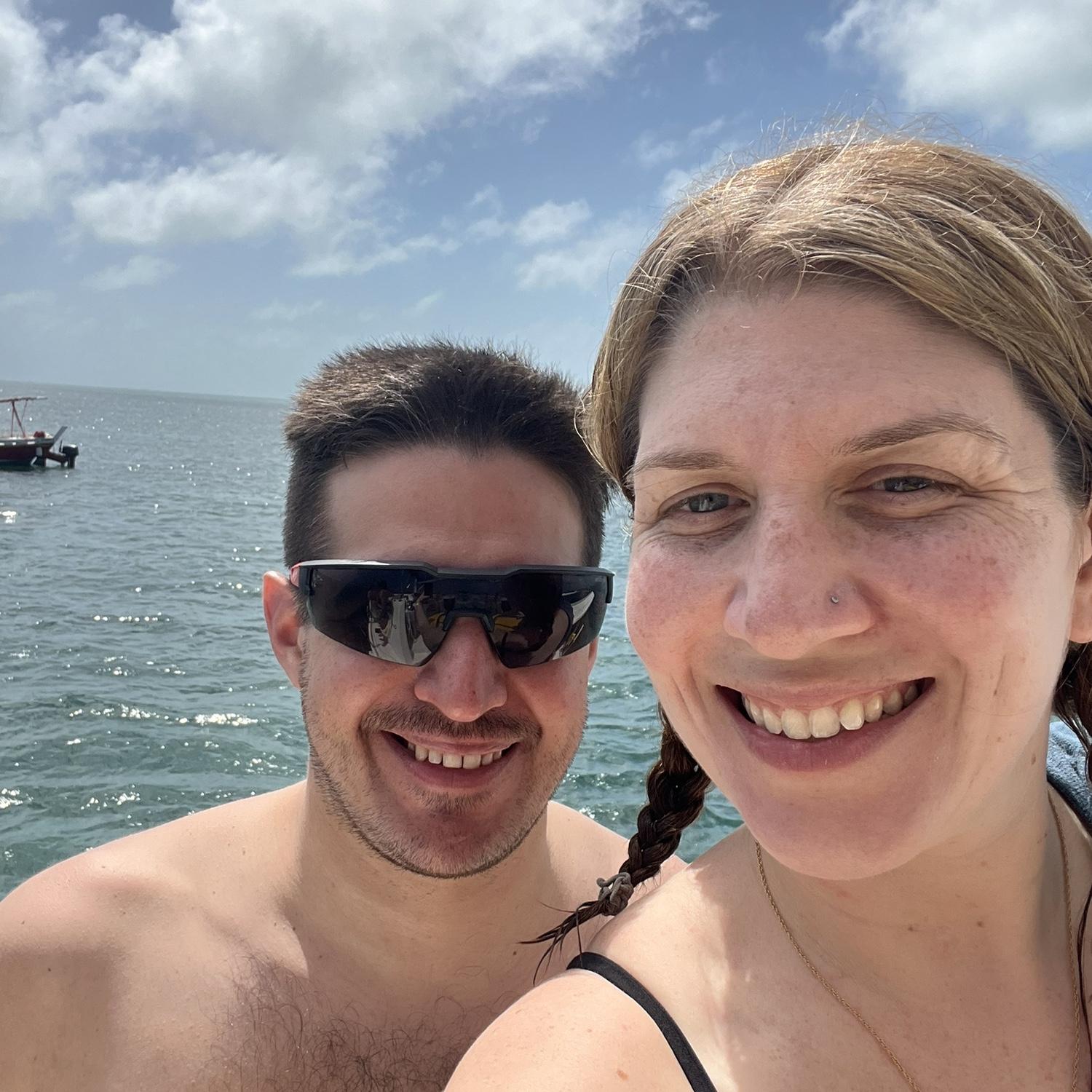 Boat ride to a coral reef in Belize