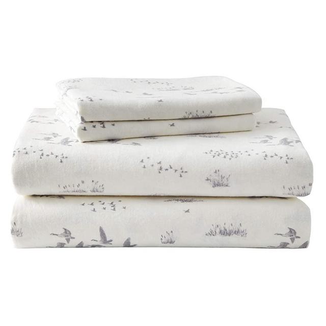 Eddie Bauer Home - Flannel Collection - 100% Cotton Bedding Sheet Set, Pre-Shrunk & Brushed For Extra Softness, Comfort, and Cozy Feel, Queen, Geese Meadow