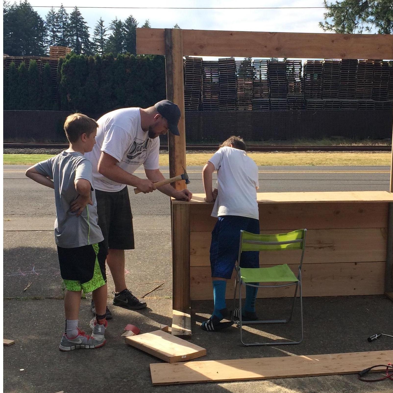 Building their world famous Lemonade Stand <3
