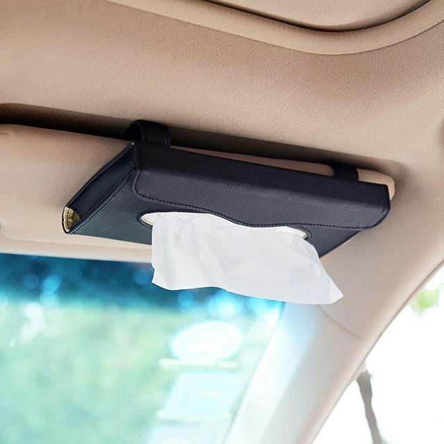 eJiasu Car Tissue Holder, Sun Visor Napkin Holder, Car Visor Tissue Holder, PU Leather Backseat Tissue case Holder for car,Vehicle(Black)