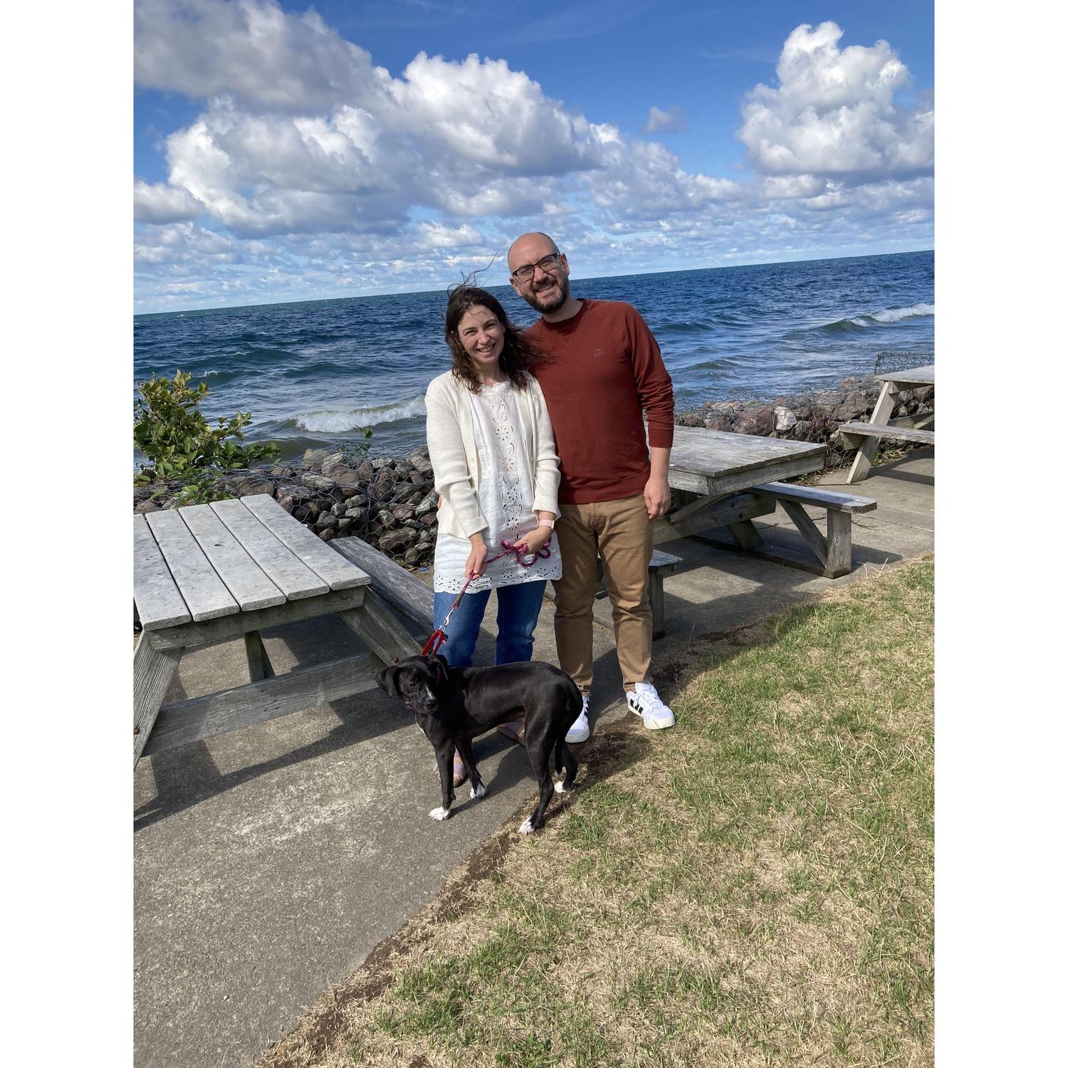 Took Ruby to "Rudy's" on Lake Ontario; she said "woof."