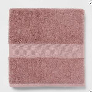 Performance Plus Oversized Bath Towel Mauve - Threshold™: Heavyweight Cotton, Fade-Resistant, Terry Cloth